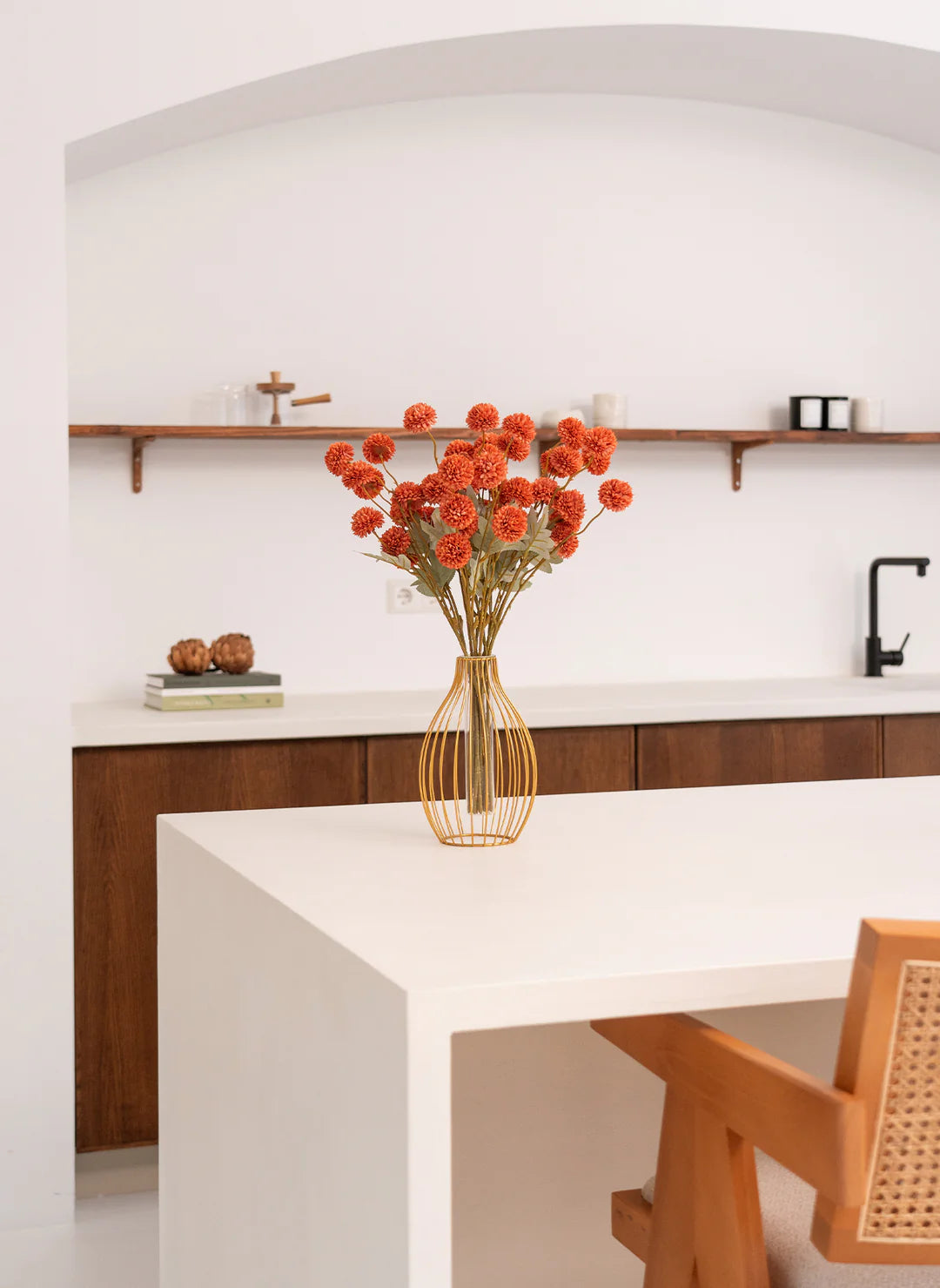 Faux Kiku Flower - Umber (10 Stems / 50 heads)