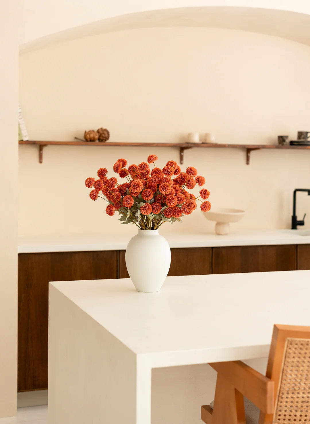 Faux Kiku Flower - Umber (10 Stems / 50 heads)